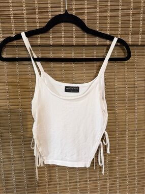 A71 White Fox White Side-Tie Crop Tank Top